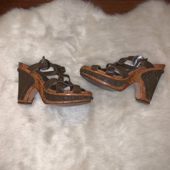 CHRISTIAN DIOR  Studded Platform Wedge Sandals - Picture 1 of 7